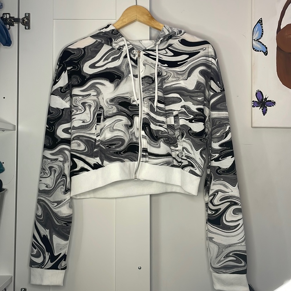 Marble crop hoodie
